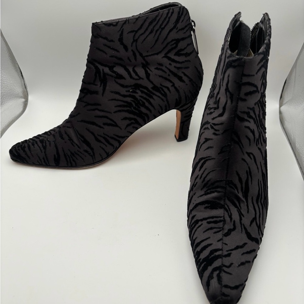 Ann Marino Black Tiger Flock Boots.
